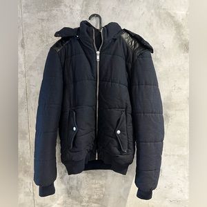 Men Large Navy Blue Puffer Jacket